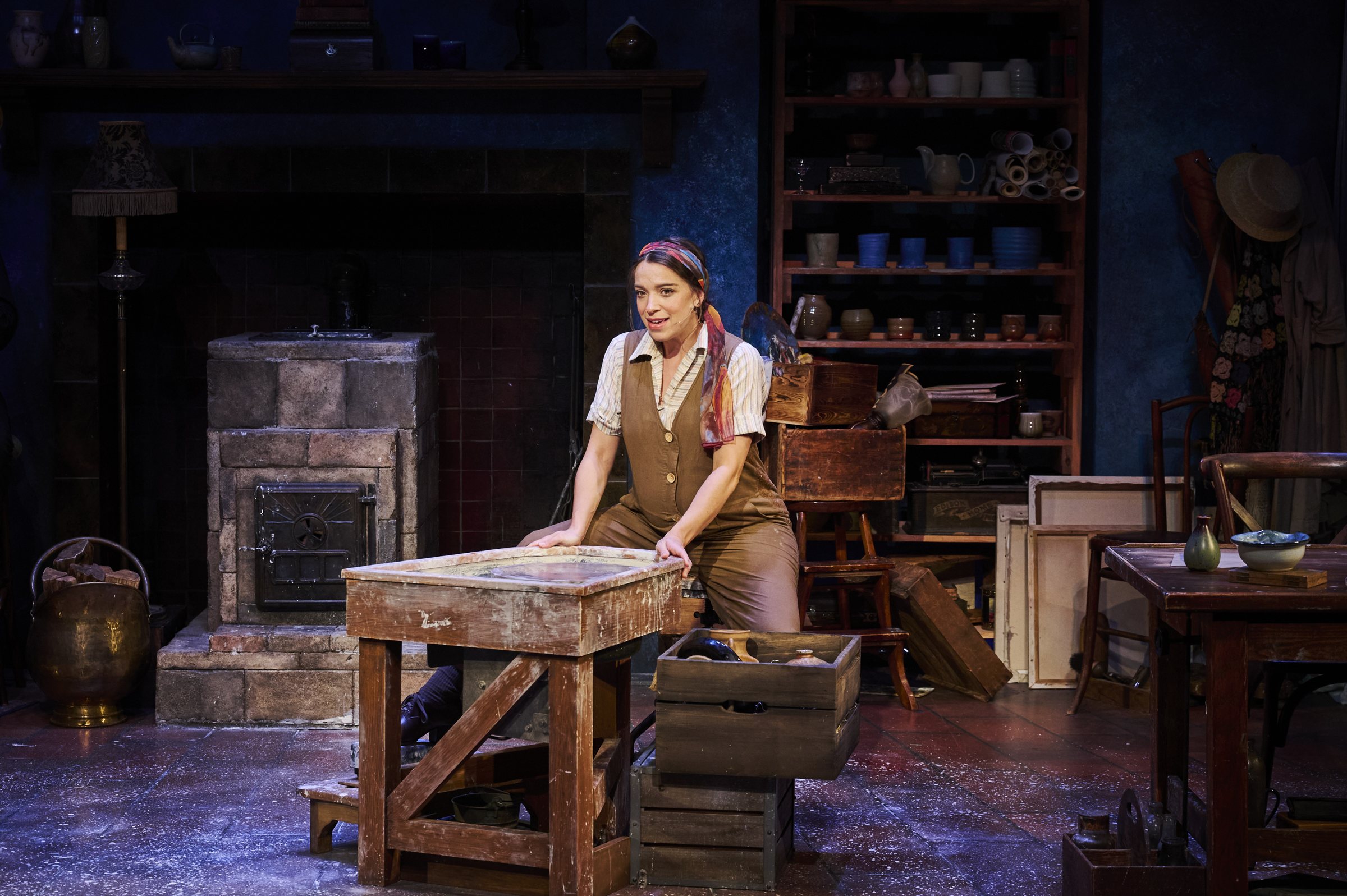 Alex Finke as Marie-Berthe Cazin at the potter's wheel in In Clay at City Theatre, directed by Kimberly Senior