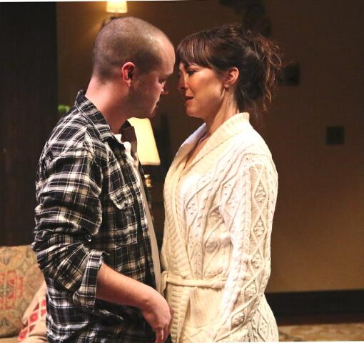 Ethan and Olivia face to face in a quiet moment in Sex With Strangers